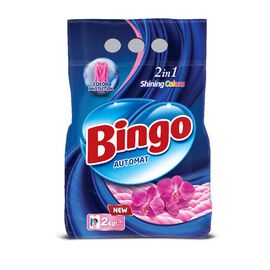 Praf de spalat BINGO, uscat, pentru haine colorate, spalare automata, 2 kg