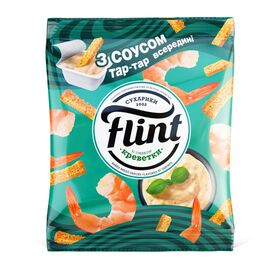 Сухарики Flint со вкусом креветок 70 г + соус тартар 15 г