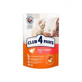 Корм CLUB4PAWS для кошек, индейка, 80г