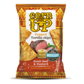 Chipsuri din porumb Corn UP, cu gust de vita si mustar, 60 g