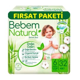 Подгузники для детей BEBEM NATURAL, 15 кг, 32 шт