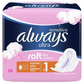 Прокладки гигиенические ALWAYS Sensitive Normal, 4 капли, 10 шт