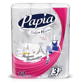 Prosoape de hartie PAPIA Fashion Decor, 3 staturi, 12 buc