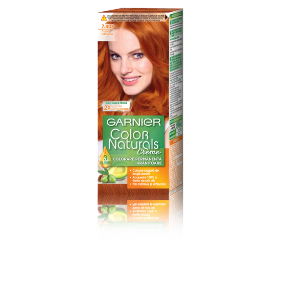 Vopsea-crema pentru par GARNIER Color Naturals, 7.40 Cupru pasional, +masca crema, 112 ml