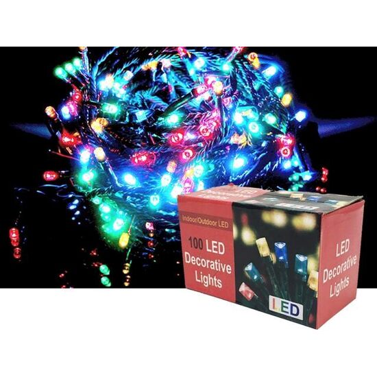 Огни новогодние разноцветные, нить 100 LED, 8 м