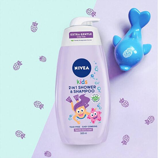 Гель для душа-шампунь 2в1 NIVEA Kids Ягодный, 500 мл