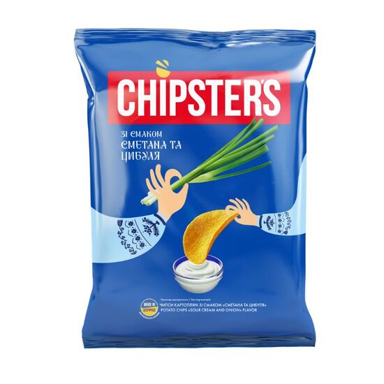 Cipsuri din cartofi Flint Chipsters, gust de smantina cu ceapa 100 g