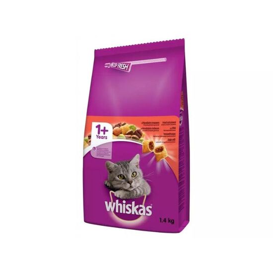 Корм WHISKAS Adult Говядина, для кошек, сухой, 1.4кг