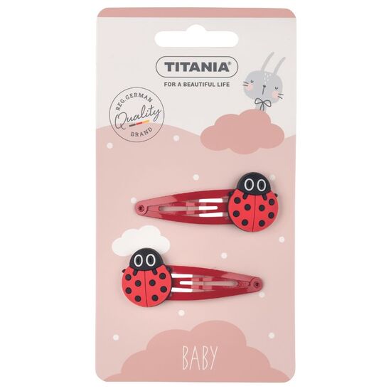 Agrafa TITANIA Ladybug, rosie, 6cm, 2buc