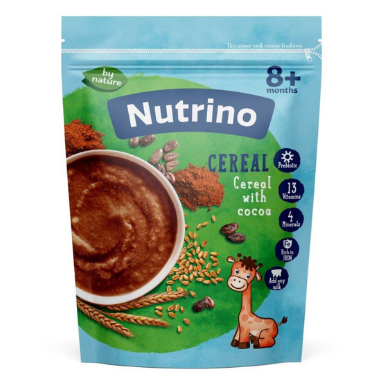 Terci NUTRINO, din grau, cacao si lapte, 8+ luni, 200 g